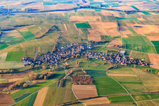 Aerial photograpy of Village overview in winter from the north in Oberhausen in the state Rhineland-Palatinate, Germany