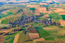 Oblique view of Village overview in winter from the north in Oberhausen in the state Rhineland-Palatinate, Germany