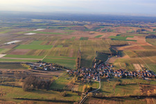 Aerial view of Village overview in winter from the north in Hergersweiler in the state Rhineland-Palatinate, Germany