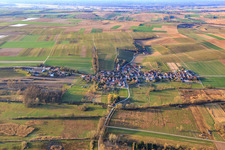 Aerial photograpy of Village overview in winter from the north in Hergersweiler in the state Rhineland-Palatinate, Germany