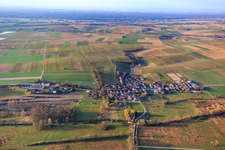 Village overview in winter from the north in Hergersweiler in the state Rhineland-Palatinate, Germany from above