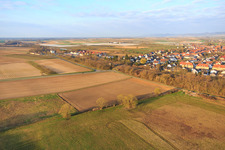 Along the railway line in winter in Winden in the state Rhineland-Palatinate, Germany