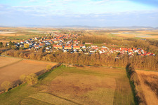 Oblique view of Along the railway line in winter in Winden in the state Rhineland-Palatinate, Germany