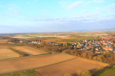 Along the railway line in winter in Winden in the state Rhineland-Palatinate, Germany out of the air