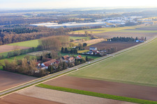 Höfen district in winter from the southwest in the district Minderslachen in Kandel in the state Rhineland-Palatinate, Germany
