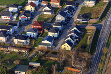 Holderbusch new development area from the northeast in Minfeld in the state Rhineland-Palatinate, Germany out of the air