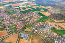 Overview of the town in winter from the southeast in Schwegenheim in the state Rhineland-Palatinate, Germany