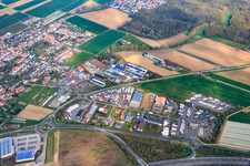 Speyerer Straße commercial area on the B9 in Schwegenheim in the state Rhineland-Palatinate, Germany