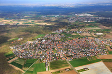 Overview of the town in winter from the south in Harthausen in the state Rhineland-Palatinate, Germany