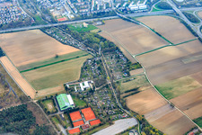 Allotment garden at the Woogbach with shooting club Speyer 1529 eV in Speyer in the state Rhineland-Palatinate, Germany