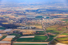 View of the town from the south in Limburgerhof in the state Rhineland-Palatinate, Germany