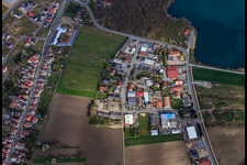 Aerial view of Commercial area in the Fahrgärten in Waldsee in the state Rhineland-Palatinate, Germany