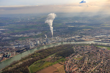 Large power plant Mannheim on the banks of the Rhine in the district Neckarau in Mannheim in the state Baden-Wuerttemberg, Germany