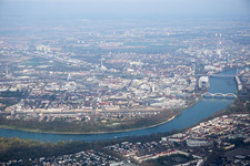Aerial photograpy of District Süd in Ludwigshafen am Rhein in the state Rhineland-Palatinate, Germany