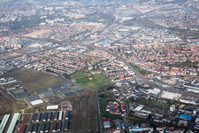 Aerial view of District Käfertal in Mannheim in the state Baden-Wuerttemberg, Germany