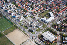 Aerial photograpy of Industrial estate and company settlement Track&Trace Academy und Europa Hotel in the district Auerbach in Bensheim in the state Hesse