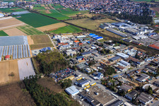 Oblique view of Sandwiesen industrial area with Laetus in the district Sandwiese in Alsbach-Hähnlein in the state Hesse, Germany
