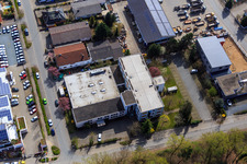 Sandwiesen industrial area with Laetus in the district Sandwiese in Alsbach-Hähnlein in the state Hesse, Germany from a drone