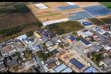 Aerial view of Sandwiesen industrial area with Hedderich towing service & vehicle logistics in the district Sandwiese in Alsbach-Hähnlein in the state Hesse, Germany