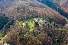 Aerial view of Complex of the hotel building Annettes Gastronomie in Schloss Heiligenberg in Jugenheim in the state Hesse, Germany