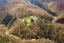 Aerial photograpy of Complex of the hotel building Annettes Gastronomie in Schloss Heiligenberg in Jugenheim in the state Hesse, Germany