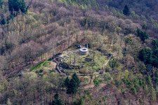 Aerial view of Tannenberg Castle Ruins in Seeheim-Jugenheim in the state Hesse, Germany