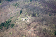 Aerial photograpy of Tannenberg Castle Ruins in Seeheim-Jugenheim in the state Hesse, Germany