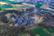Aerial photograpy of Quarry of MHI Naturstein GmbH and Odenwälder Hartstein-Industrie GmbH in Roßdorf in the state Hesse, Germany