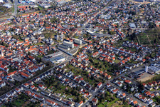 Aerial view of City center with parish church of St. Peter and Paul in Dieburg in the state Hesse, Germany