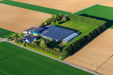 Aerial view of Sudetenhof in Steinweiler in the state Rhineland-Palatinate, Germany
