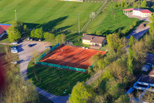 Aerial view of Tennis court in Steinweiler in the state Rhineland-Palatinate, Germany