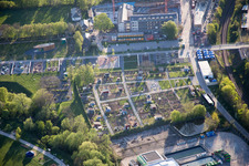 State Garden Show grounds in Landau in der Pfalz in the state Rhineland-Palatinate, Germany from above