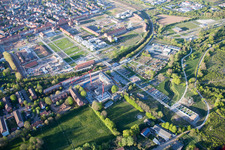State Garden Show 2015 in Landau in der Pfalz in the state Rhineland-Palatinate, Germany from the plane