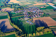 Village overview at Modenbach from the west in Großfischlingen in the state Rhineland-Palatinate, Germany