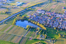 Village view at Kropsbach next to the A65 from the south in Kirrweiler in the state Rhineland-Palatinate, Germany