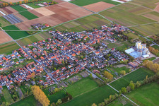 Aerial view of Village view at Modenbach from the north in Freimersheim in the state Rhineland-Palatinate, Germany