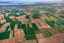 Wind farm between Offenbach and Herxheim from the north in Offenbach an der Queich in the state Rhineland-Palatinate, Germany