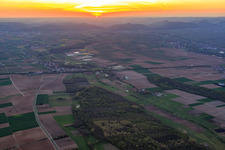 Village view at sunset from the east in Winden in the state Rhineland-Palatinate, Germany