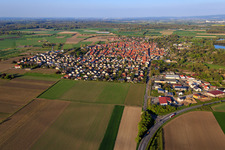 View of the town from the west in Gimbsheim in the state Rhineland-Palatinate, Germany