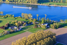 Aerial view of Gasthaus Zum Rheinhof at the NATO ramp Guntersblum in Guntersblum in the state Rhineland-Palatinate, Germany