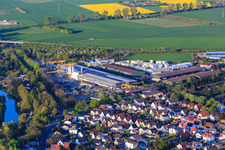 Industrial area on the railway with Finger Stockstadt GmbH & Co. KG in Stockstadt am Rhein in the state Hesse, Germany