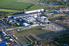 Aerial view of Industrial and commercial area NO with Nalco Deutschland Manufacturing GmbH in Biebesheim am Rhein in the state Hesse, Germany