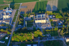 Aerial photograpy of Open Grid Europe GmbH in the district Allmendfeld in Gernsheim in the state Hesse, Germany