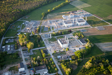 Aerial view of Compressor Stadium and pumping station for natural gas Open Grid Europe GmbH in the district Haehnlein in Alsbach-Haehnlein in the state Hesse