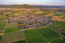 Overview of the town from the west in the district Hähnlein in Alsbach-Hähnlein in the state Hesse, Germany