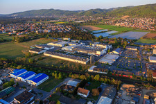 Aerial photograpy of Intersnack Deutschland SE plant Alsbach from the west in the district Sandwiese in Alsbach-Hähnlein in the state Hesse, Germany