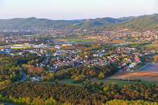 Aerial view of View of the town from the west in the district Sandwiese in Alsbach-Hähnlein in the state Hesse, Germany