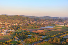 View of the town below Alsbach Castle in the district Auerbach in Bensheim in the state Hesse, Germany