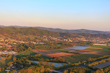 Aerial photograpy of View of the town below Alsbach Castle in the district Auerbach in Bensheim in the state Hesse, Germany