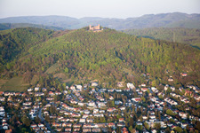 Aerial view of Town View of the streets and houses of the residential areas in the district Auerbach in Bensheim in the state Hesse